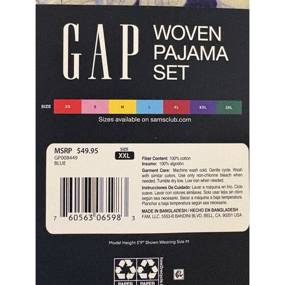 Gap Pajama Short Set Women Woven Purple Floral Poplin Cotton Notch Collar XXL - Picture 3 of 4